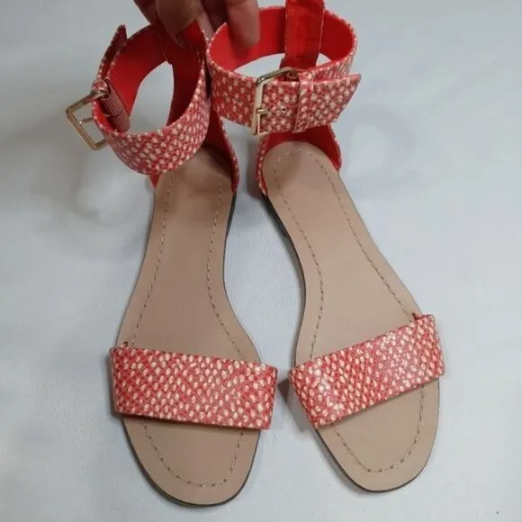 J.Crew Snake Skin Print Ankle Strap Leather Sandals Size 7