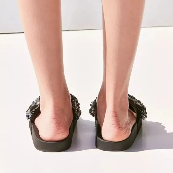 Jeffrey Campbell Beaded Jova Slide Size 7