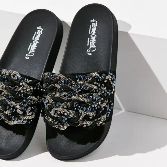 Jeffrey Campbell Beaded Jova Slide Size 7