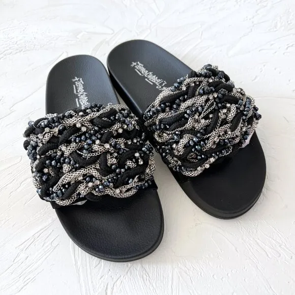 Jeffrey Campbell Beaded Jova Slide Size 7