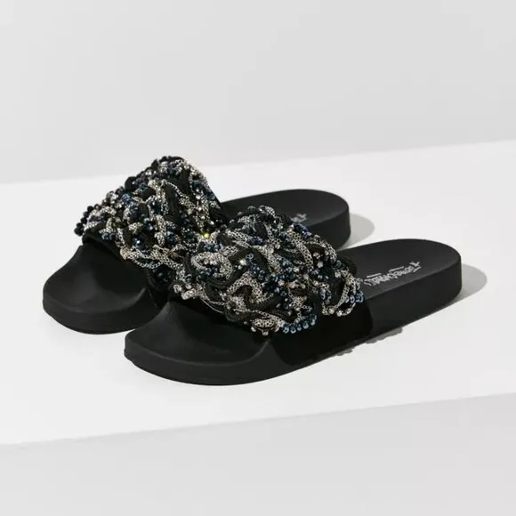Jeffrey Campbell Beaded Jova Slide Size 7