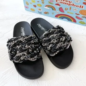 Jeffrey Campbell Beaded Jova Slide Size 7