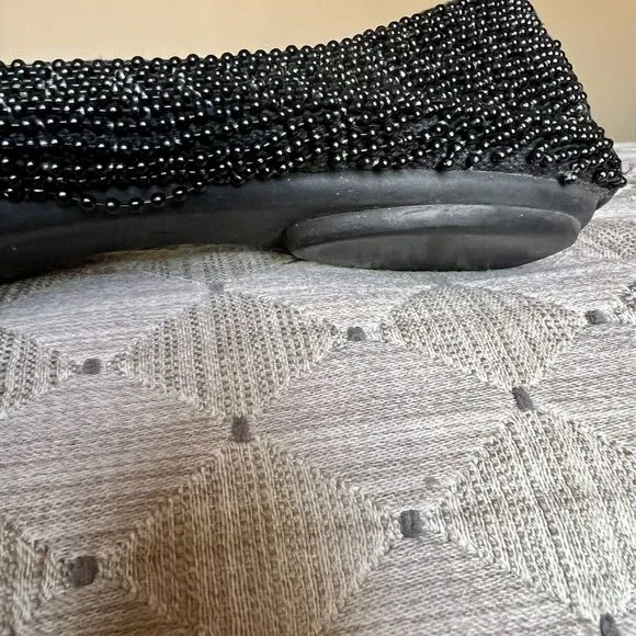 Jeffrey Campbell Stroke Black Beaded Ballet Flat Shoes Women’s 7 Round Toe Chic