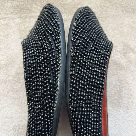 Jeffrey Campbell Stroke Black Beaded Ballet Flat Shoes Women’s 7 Round Toe Chic