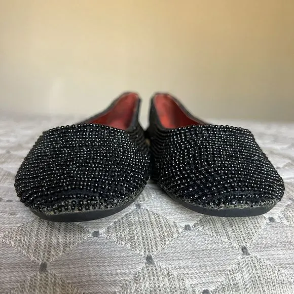 Jeffrey Campbell Stroke Black Beaded Ballet Flat Shoes Women’s 7 Round Toe Chic