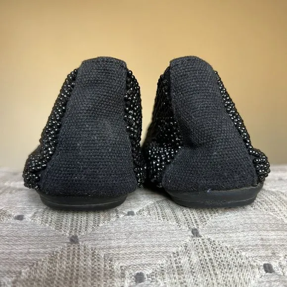 Jeffrey Campbell Stroke Black Beaded Ballet Flat Shoes Women’s 7 Round Toe Chic