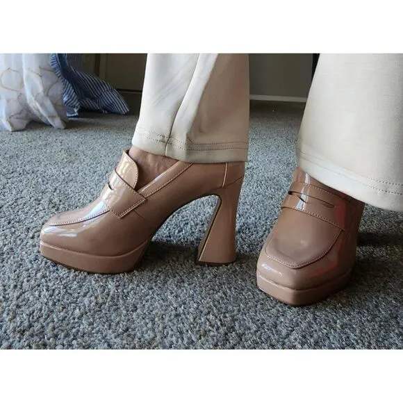 Jenn Ardor Women's Platform Loafer Heels Square Closed Toe Chunky Block High Pe