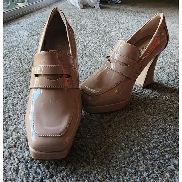 Jenn Ardor Women's Platform Loafer Heels Square Closed Toe Chunky Block High Pe