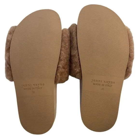 Jenni Kayne Tan Shearling Slide Sandals Size 36 (US 6)