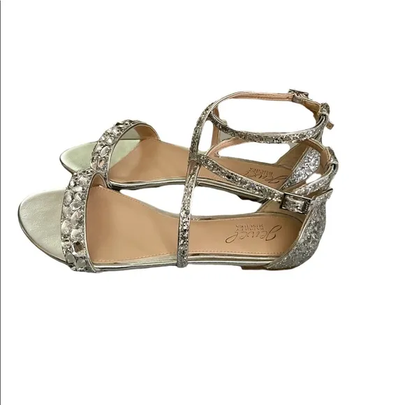 Jewel by Badgley Mischka Women’s Osome Silver Glitter Dress Flats| size: 6.5