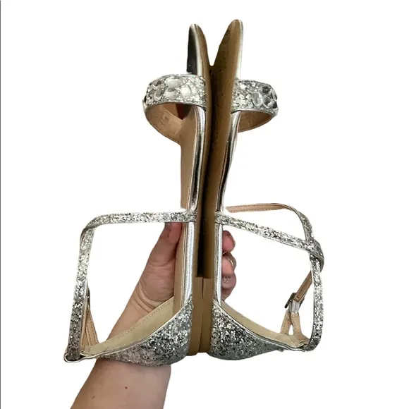 Jewel by Badgley Mischka Women’s Osome Silver Glitter Dress Flats| size: 6.5