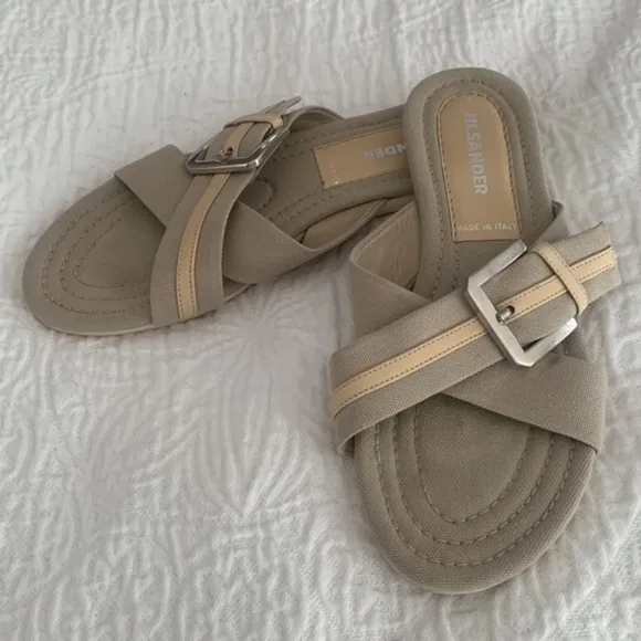 Jil Sander slip on cross cross buckle detail strap shoe sandal