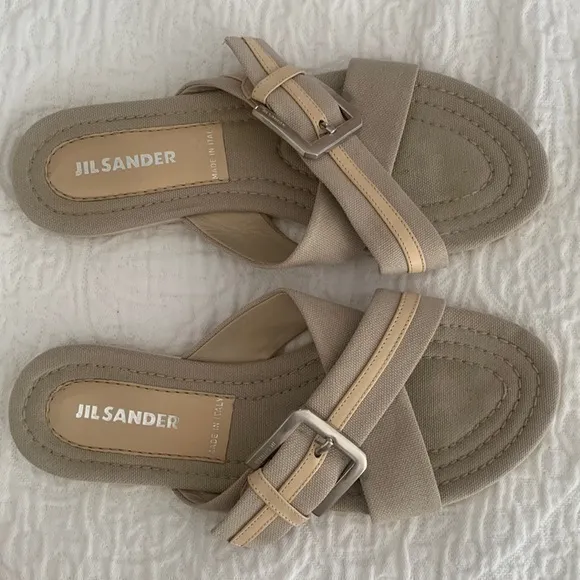 Jil Sander slip on cross cross buckle detail strap shoe sandal