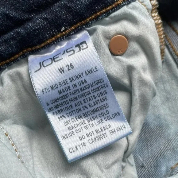 Joes Jeans Slim Ankle 90’s Distressed | Women Size 26 | Blue Acid Wash