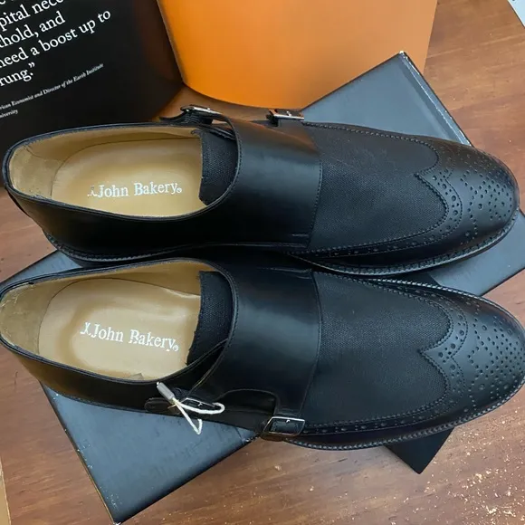John Bakery Leather Double Monk Wingtip Loafers