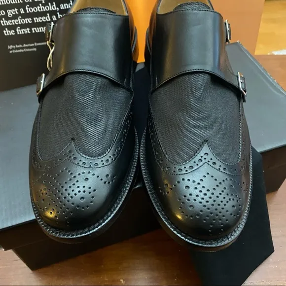 John Bakery Leather Double Monk Wingtip Loafers