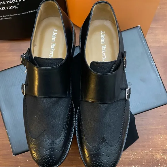 John Bakery Leather Double Monk Wingtip Loafers
