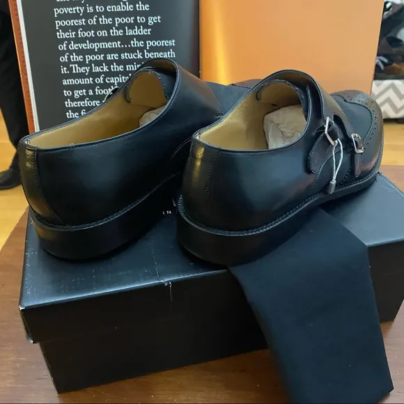 John Bakery Leather Double Monk Wingtip Loafers