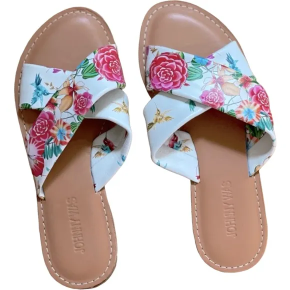 JOHNNY WAS Andra Slide Sandal - Floral Print - Women’s Size 7 - NEW