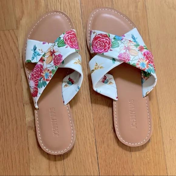 JOHNNY WAS Andra Slide Sandal - Floral Print - Women’s Size 7 - NEW