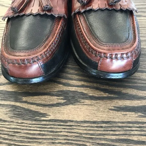 Johnston &amp; Murphy Aragon II Kiltie Tassel Black &amp; Brown Leather Loafer 11.5 M