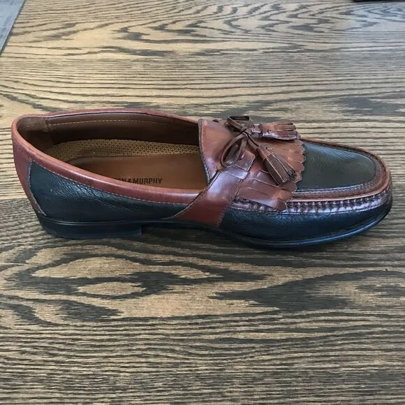Johnston &amp; Murphy Aragon II Kiltie Tassel Black &amp; Brown Leather Loafer 11.5 M