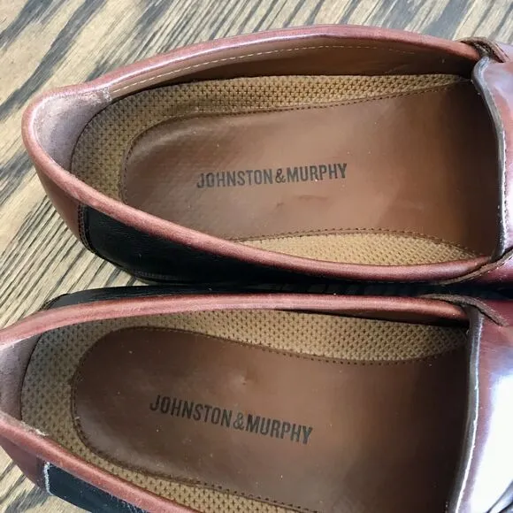 Johnston &amp; Murphy Aragon II Kiltie Tassel Black &amp; Brown Leather Loafer 11.5 M