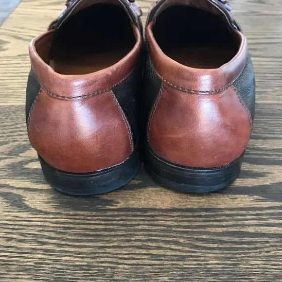 Johnston &amp; Murphy Aragon II Kiltie Tassel Black &amp; Brown Leather Loafer 11.5 M