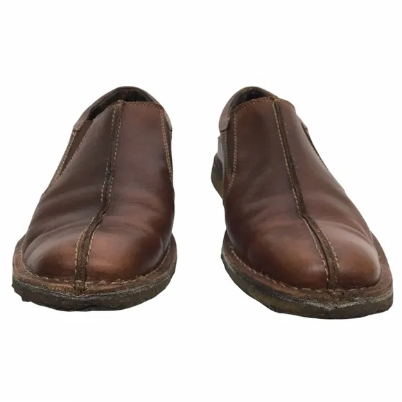 JOHNSTON &amp; MURPHY Loafers Brown Leather Slip On Sheepskin Crepe Sole Size 12M