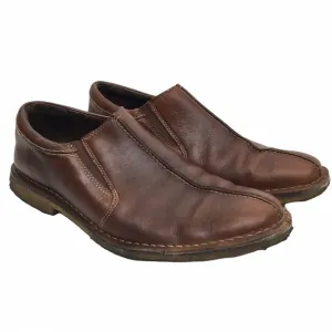 JOHNSTON &amp; MURPHY Loafers Brown Leather Slip On Sheepskin Crepe Sole Size 12M