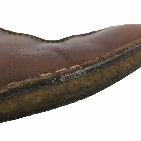 JOHNSTON &amp; MURPHY Loafers Brown Leather Slip On Sheepskin Crepe Sole Size 12M