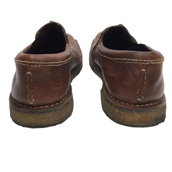 JOHNSTON &amp; MURPHY Loafers Brown Leather Slip On Sheepskin Crepe Sole Size 12M