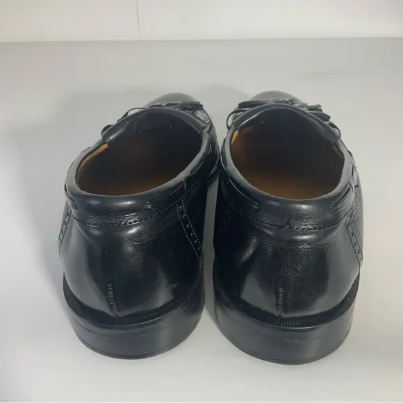 Johnston &amp; Murphy Men’s Cellini Black Leather Loafers Kiltie Tassel Slip-On Sz9M