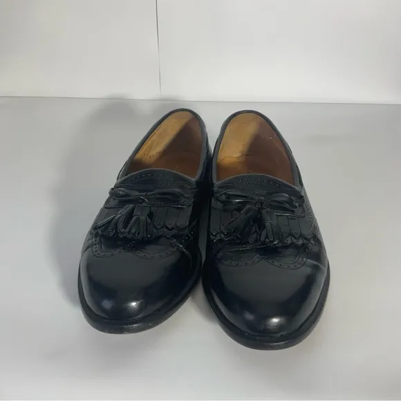 Johnston &amp; Murphy Men’s Cellini Black Leather Loafers Kiltie Tassel Slip-On Sz9M