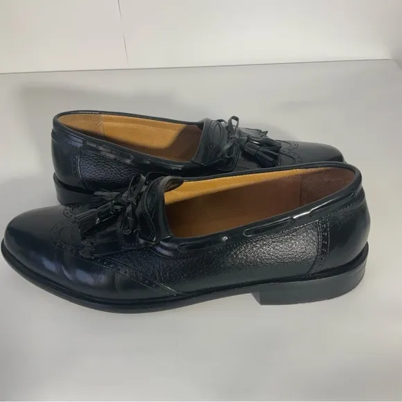 Johnston &amp; Murphy Men’s Cellini Black Leather Loafers Kiltie Tassel Slip-On Sz9M