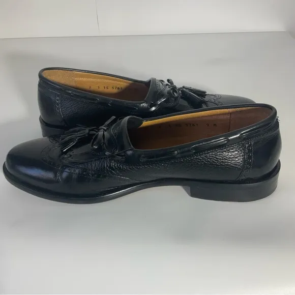 Johnston &amp; Murphy Men’s Cellini Black Leather Loafers Kiltie Tassel Slip-On Sz9M