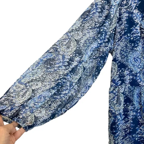 JOIE LIMITED EDITION Parisian Paisley Blue Tiered Smocked High Low Maxi Dress