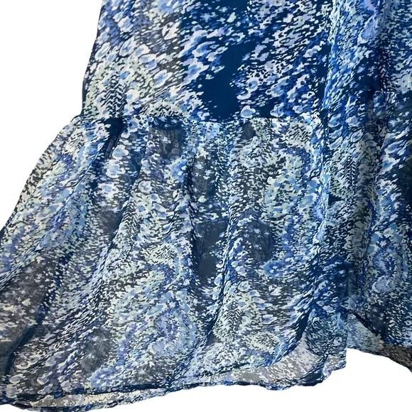 JOIE LIMITED EDITION Parisian Paisley Blue Tiered Smocked High Low Maxi Dress
