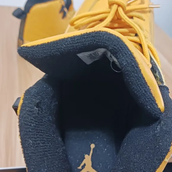 Jordan Orange and Black High-Top Sneakers