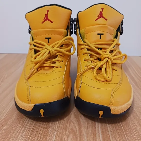 Jordan Orange and Black High-Top Sneakers