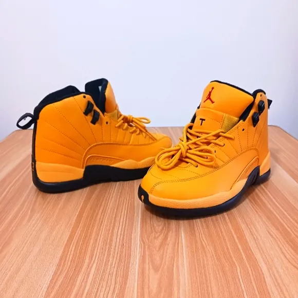 Jordan Orange and Black High-Top Sneakers