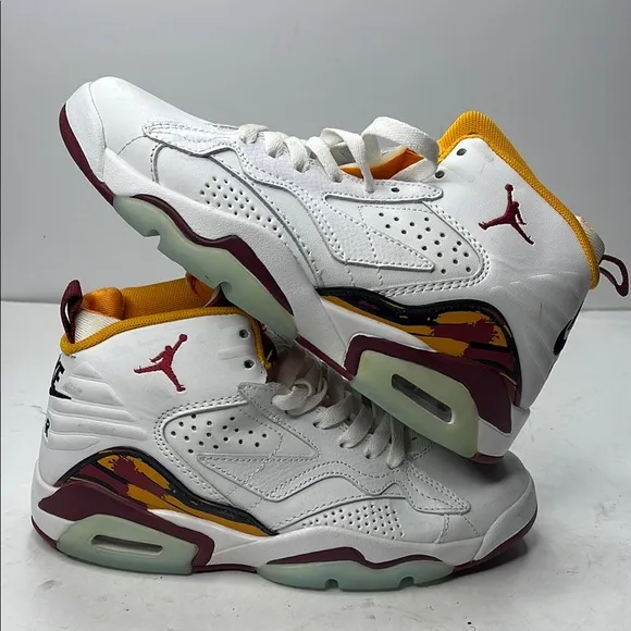 Jordan White and Orange Sneakers with Breathable Design
