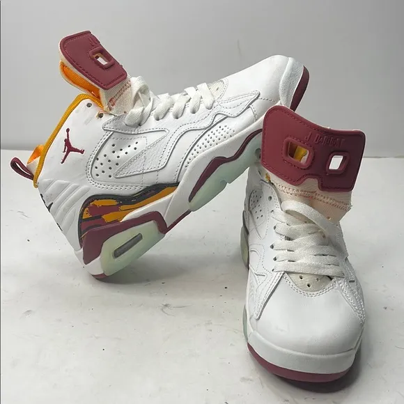 Jordan White and Orange Sneakers with Breathable Design