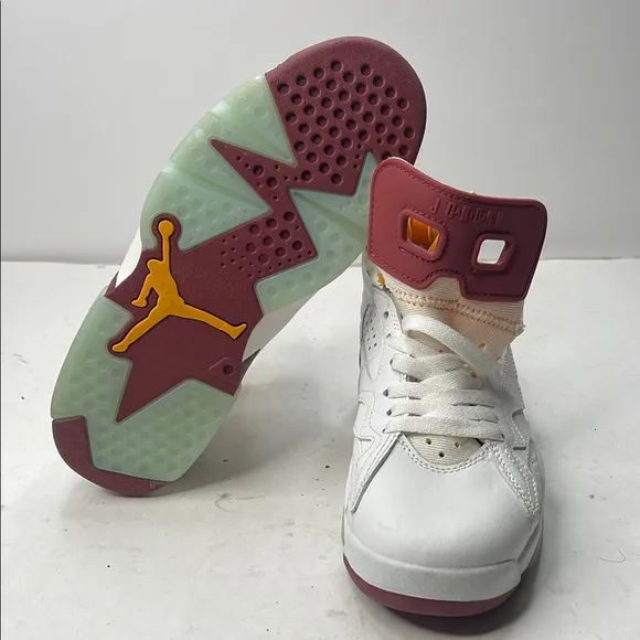 Jordan White and Orange Sneakers with Breathable Design