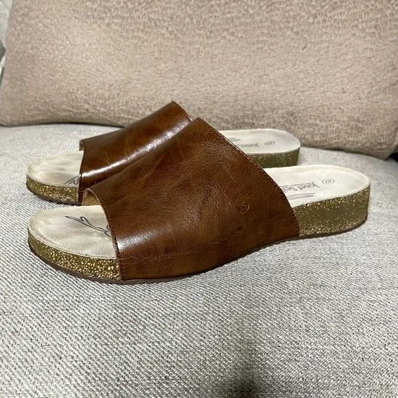 Josef Seibel Sandals EU 42 US 11 Tonga 51 Leather Brown Slip-On Slides Mules
