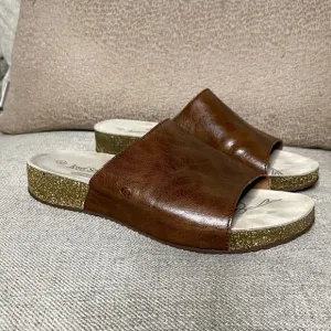 Josef Seibel Sandals EU 42 US 11 Tonga 51 Leather Brown Slip-On Slides Mules