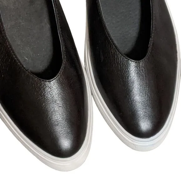 J/Slides Gwen black leather platform slip on sneaker loafer size 11M