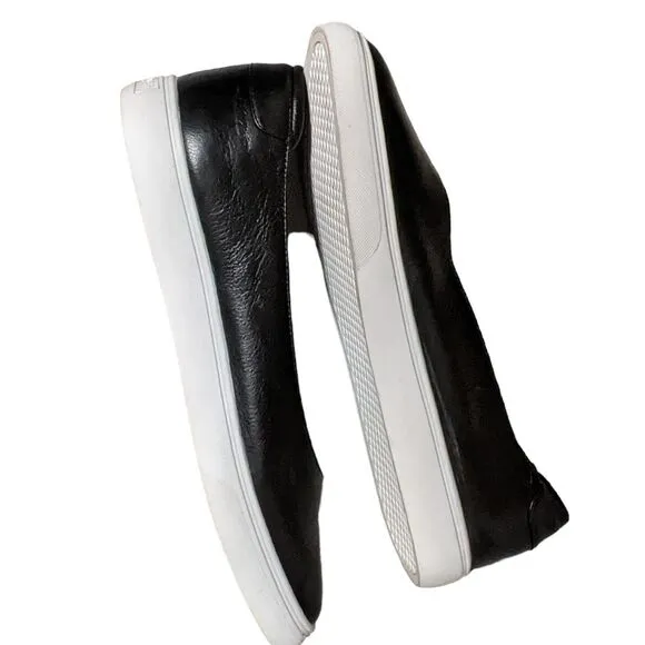 J/Slides Gwen black leather platform slip on sneaker loafer size 11M