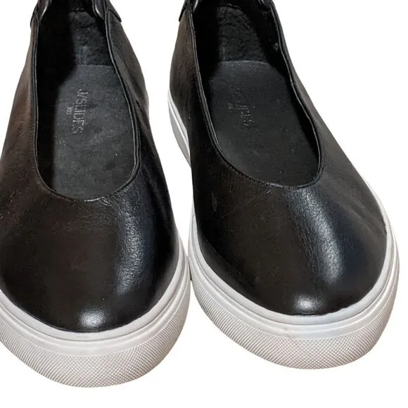 J/Slides Gwen black leather platform slip on sneaker loafer size 11M