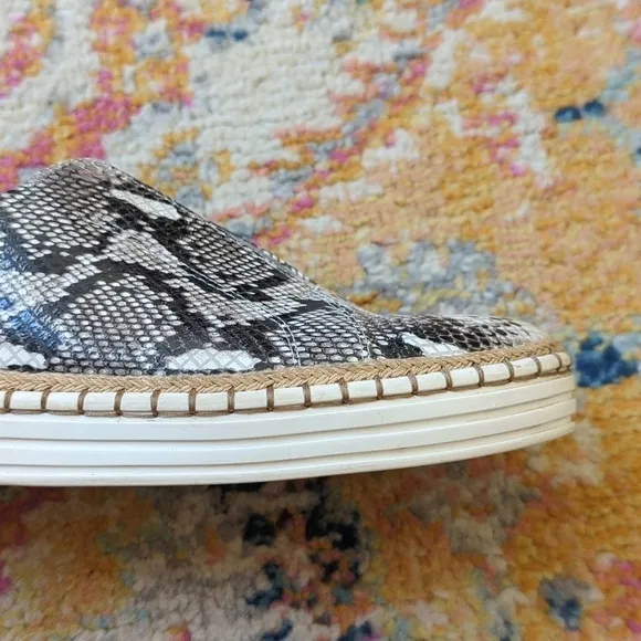 J/Slides Karla Snake Printed Leather Jute Trim Split Front Slip On Sneakers 8